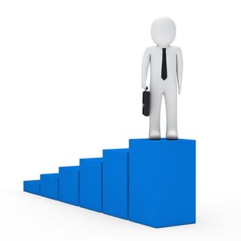 3d business man go for success up