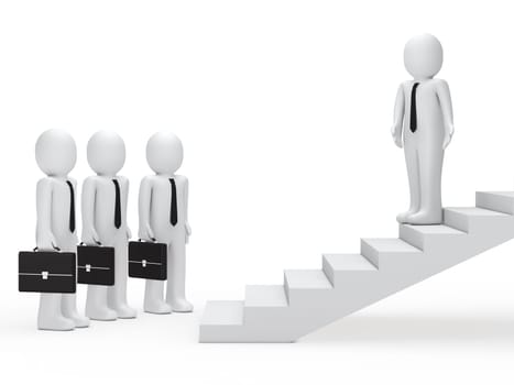 3d leader show businessmen way on stairs