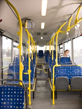 Lonely woman on the bus sleeping