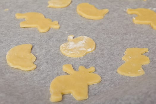 Baking tray full of cookies - raw - made for Christmas