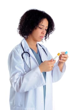 Young African American Doctor Holding A Test Tube Sample