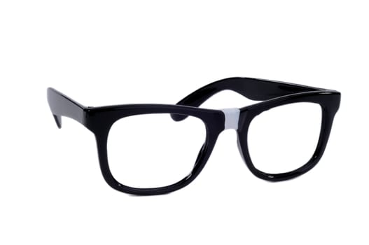 Pair Of Black Sixties Style Glasses With Tape On For A Geek Nerd Style