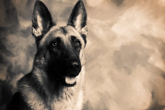 Dog portrait of german shepherd or guard dog