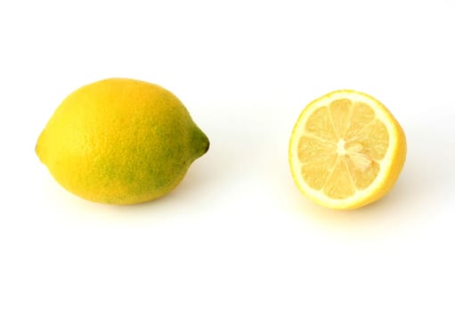 Lemons against a white background