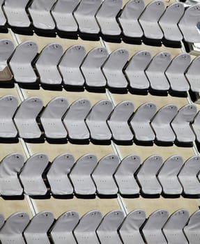 Rows of empty seats in an open-air theater - top view