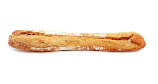 Traditional french bread (baguette), isolated on white