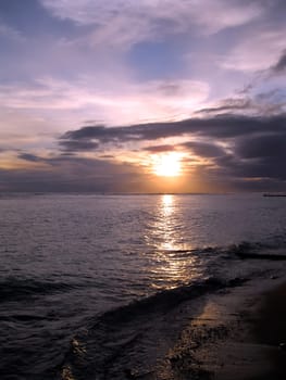 Sunset on the Pacific Ocean on the beach