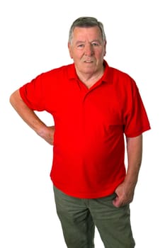Satisfied senior isolated on white background