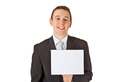 Young businessman isolated on white background