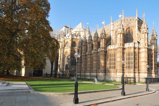 westminster abbey in landscape from rear