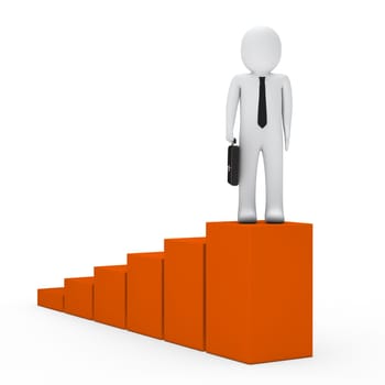 3d business man go for success up