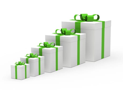 3d christmas gift box white green ribbon