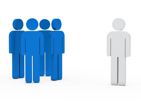 3d business team white success leader blue