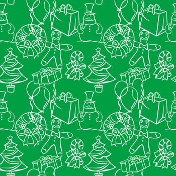 vector illustration of seamless background with christmass items