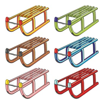 vector illustration of isolated sleighs