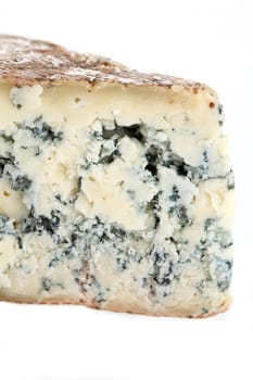 Slice of french musty cheese - Bleu basque variety (macro shot)