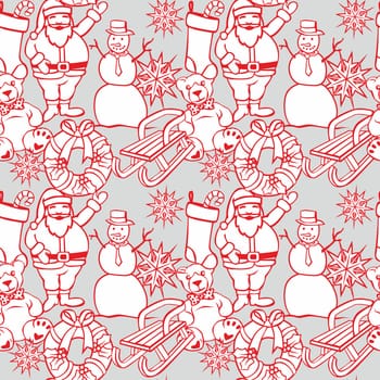 vector illustration of seamless background with christmass items