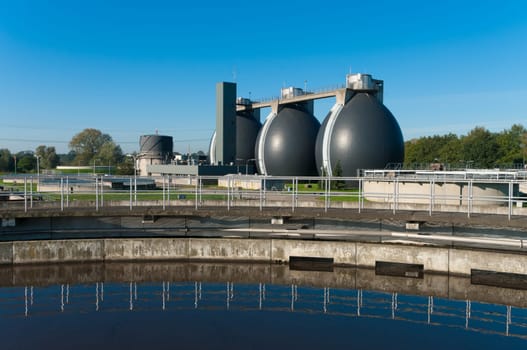 sludge digestion installation on a waste water plant. Here is methane produced and used for the energy supply for the plant