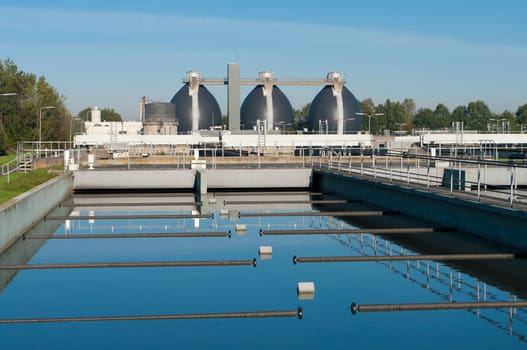 bassin where the wasted water is being filtered