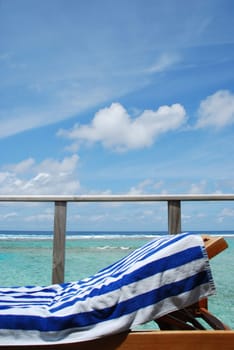 gorgeous clouscape and seascape at a Maldivian resort hotel balcony