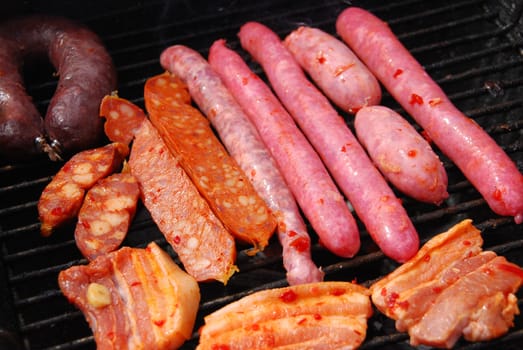 summer weekend with a delicious grilled fresh meat closeup