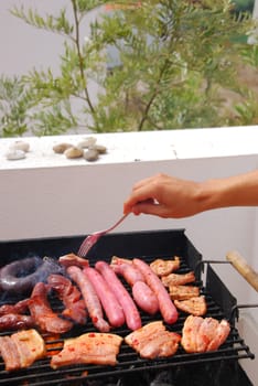 summer weekend with a delicious grilled fresh meat closeup