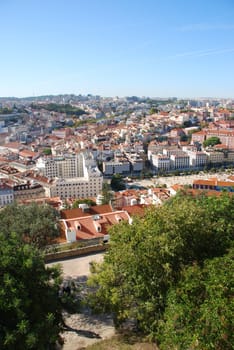 beautiful cityscape view of the capital of Portugal, Lisbon (sky background)