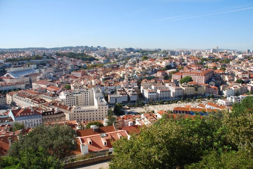 beautiful cityscape view of the capital of Portugal, Lisbon (sky background)