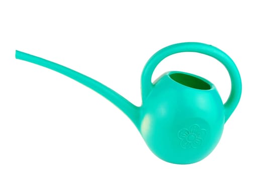 green watering can isolated on white background