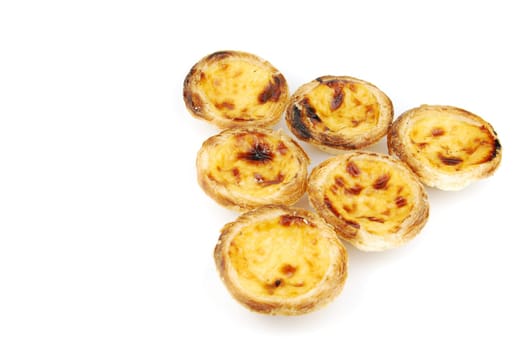 pyramid of delicious pasteis de nata, typical pasty from Lisbon - Portugal (isolated on white background)