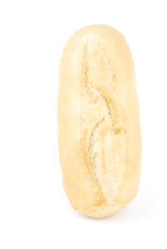 one fresh and baked white wheat bread baguette (isolated on white background)