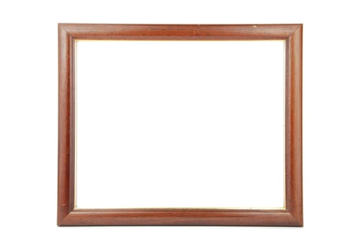 wooden photo-frame isolated on white background