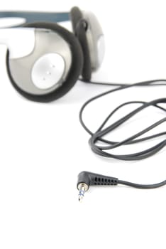 headphones with cord isolated on white background (shallow depth of field)