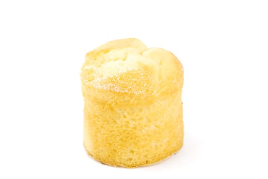 a delicious "bolo de arroz"" or rice muffin, typical pasty from Portugal (isolated on white background)"