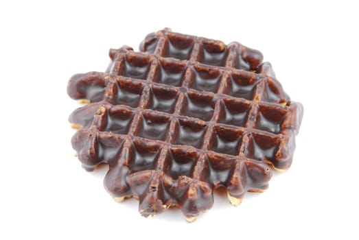 chocolate belgian waffle isolated on white background