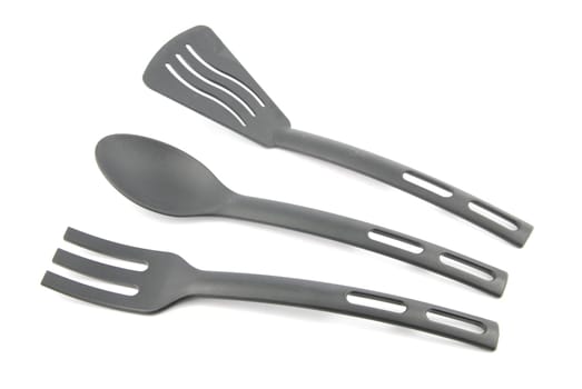 black plastic kitchen utensil isolated on white background