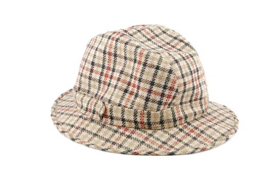 checked brown hat isolated on white background