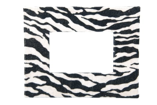 zebra fabric cloth photo-frame isolated on white background