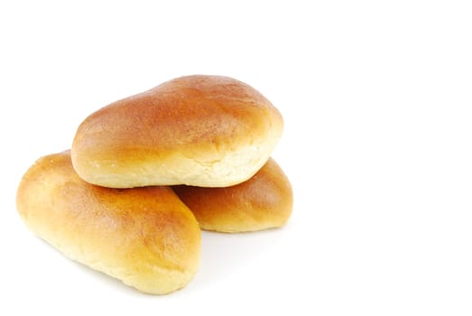 3 fresh milk bread isolated on white background