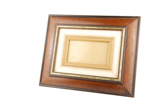 wooden photo-frame isolated on white background