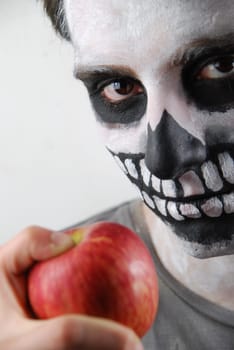 portrait of a skeleton guy as a subnutrition concept