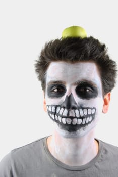 portrait of a skeleton guy as a subnutrition concept