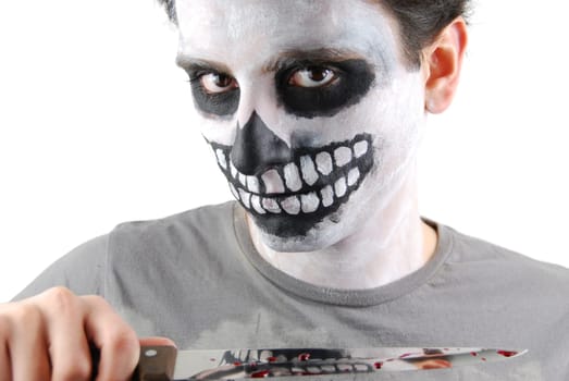 portrait of a skeleton guy as a murderer concept