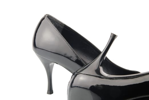 high heel black female shoes isolated on white background