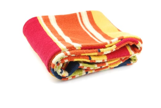 striped multicolored woolen scarf isolated on white background