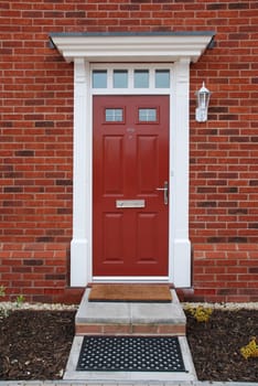 entrance of a typical british residential house with small entrance garden