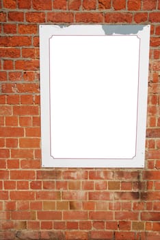empty billboard on a beautiful brick wall building