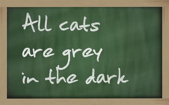 Blackboard writings " All cats are grey in the dark """