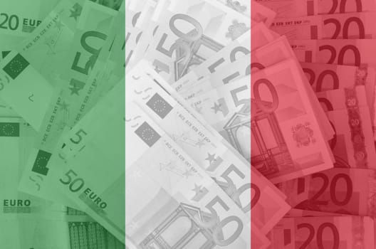 transparent italian flag with euro banknotes