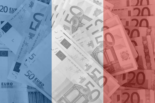transparent french flag with euro banknotes